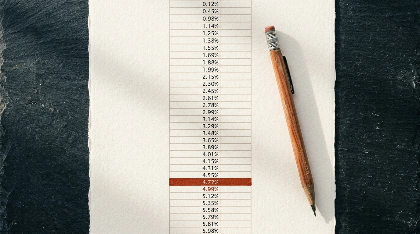 Barème imprimé, ligne du taux d’effort mise en évidence